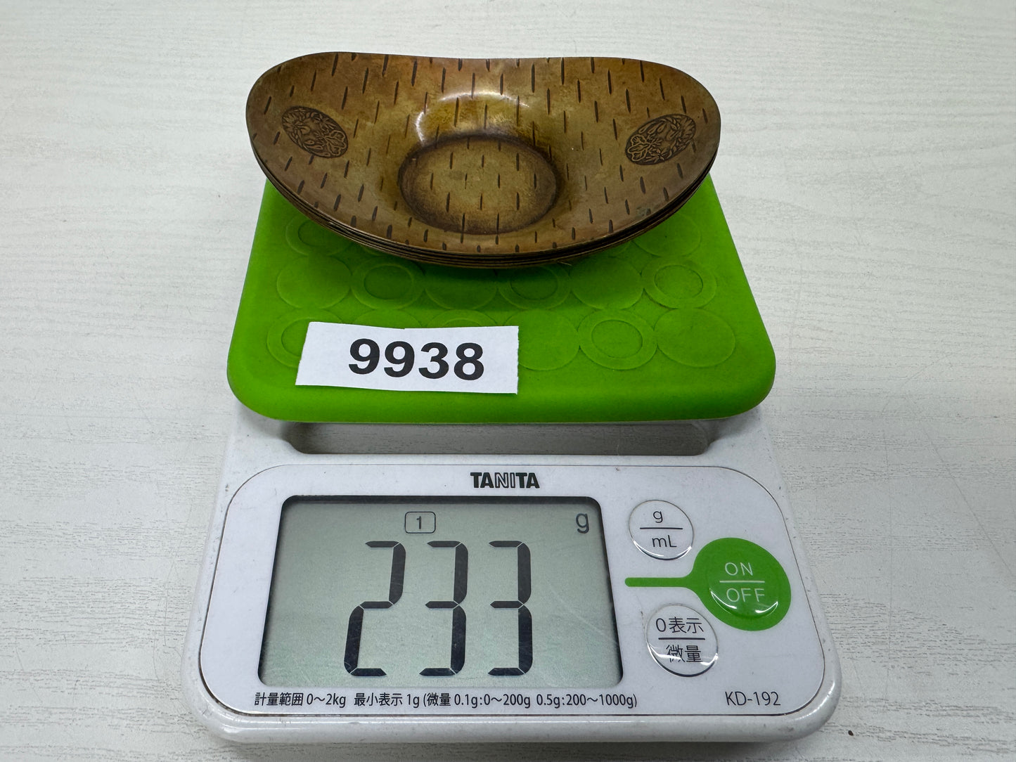 Y9938 DISH copper Chataku Coaster oval signed Japan antique Sencha tea utensils