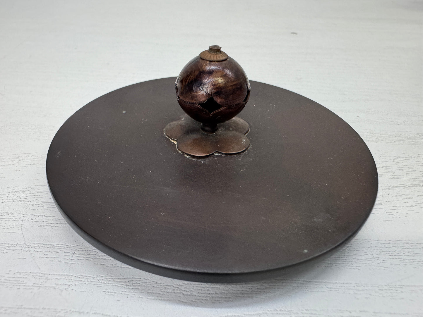 Y9939 TETSUBIN Iron kettle Arare pattern copper lid Japan antique teapot tea