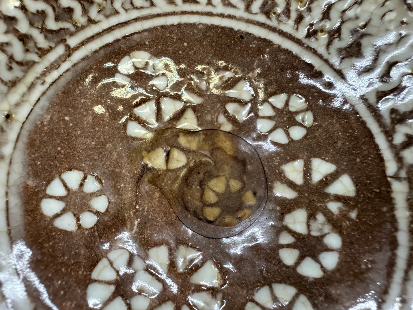 Y9942 CHAWAN Mishima bowl signed box Japan antique tea ceremony pottery cup