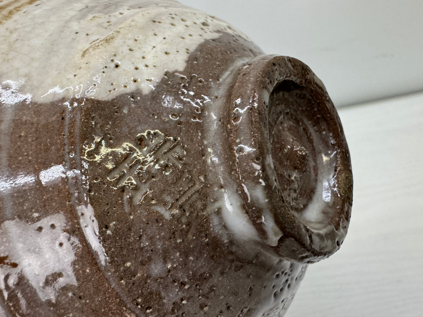 Y9942 CHAWAN Mishima bowl signed box Japan antique tea ceremony pottery cup