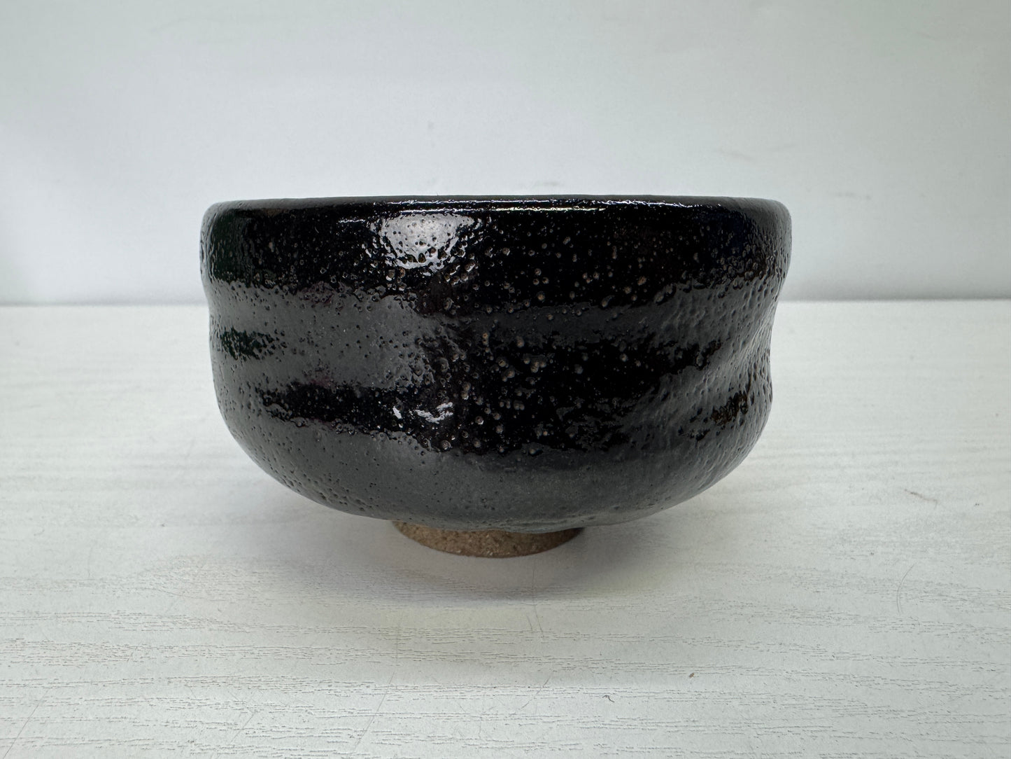 Y9945 CHAWAN Raku-ware black bowl signed box Japan antique tea ceremony pottery