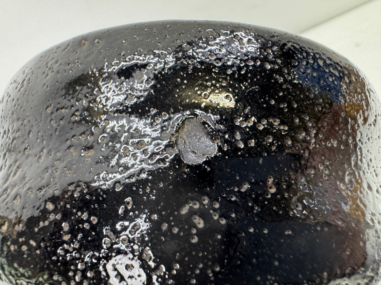 Y9945 CHAWAN Raku-ware black bowl signed box Japan antique tea ceremony pottery