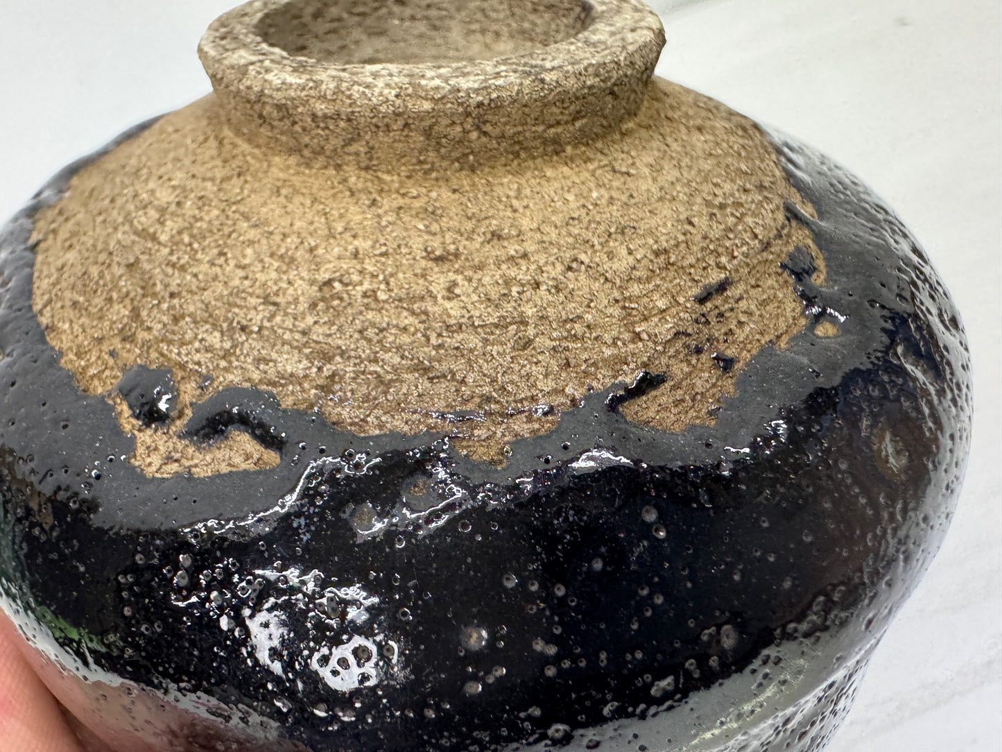 Y9945 CHAWAN Raku-ware black bowl signed box Japan antique tea ceremony pottery