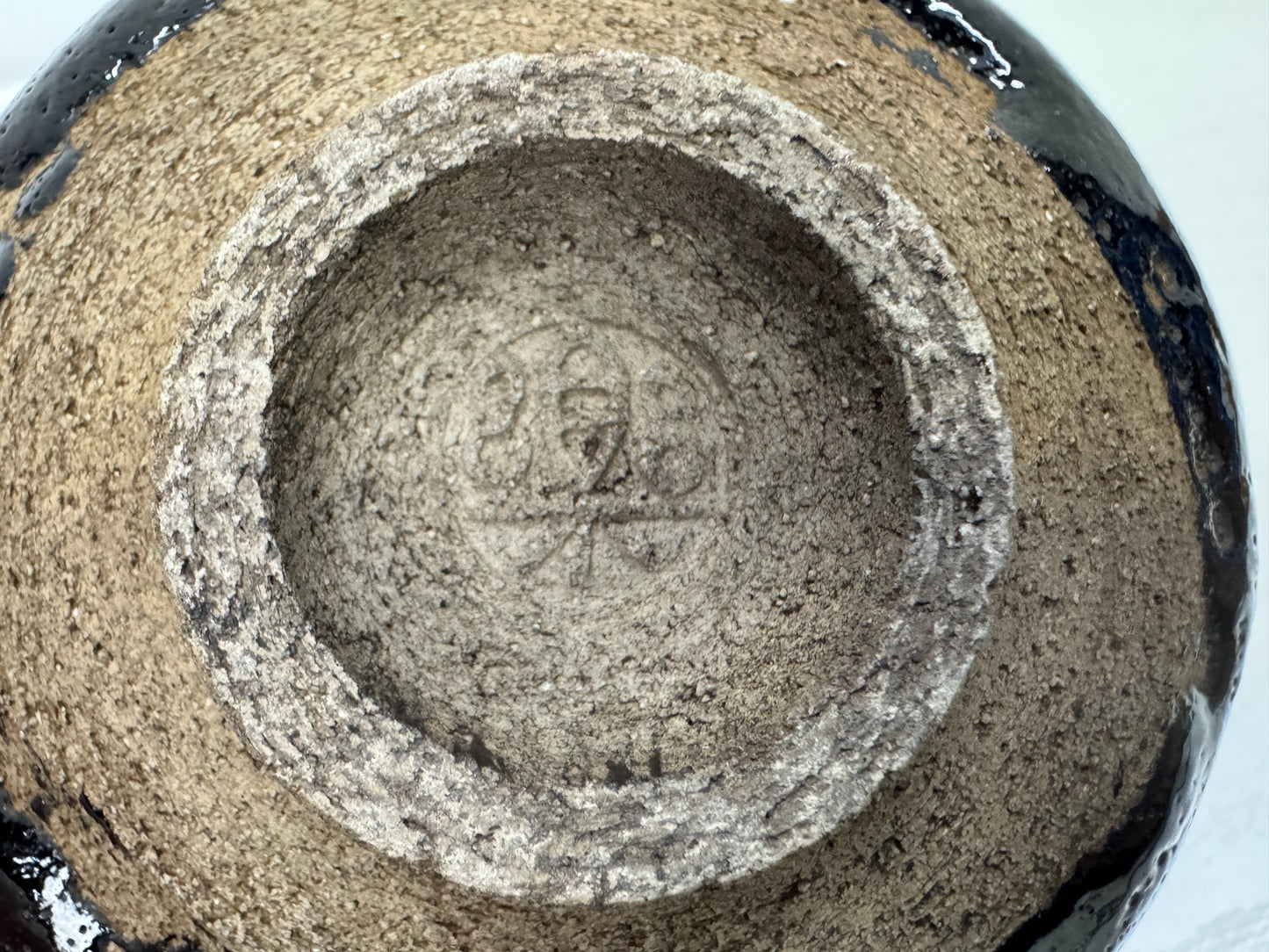 Y9945 CHAWAN Raku-ware black bowl signed box Japan antique tea ceremony pottery