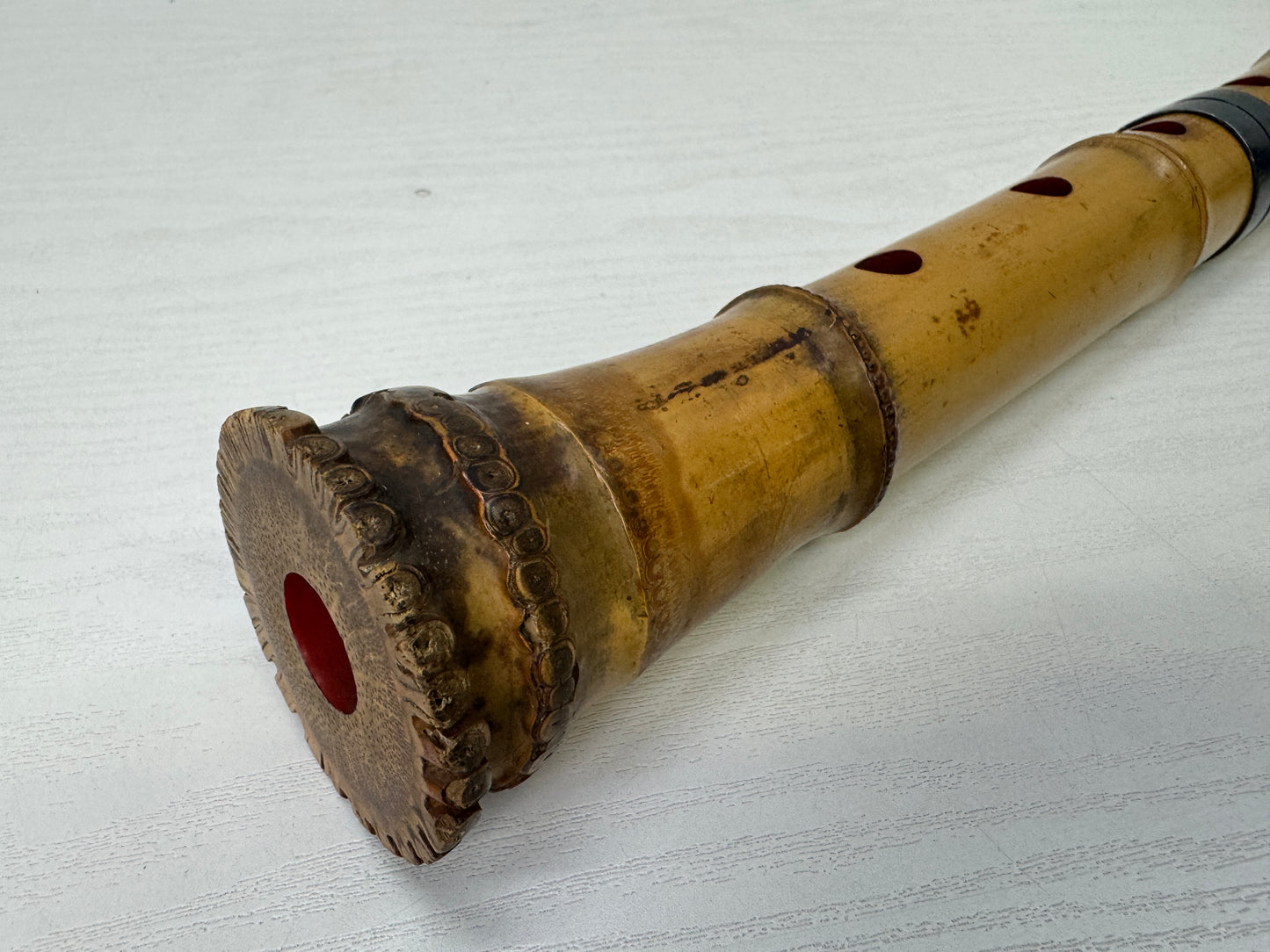 Y9949 SHAKUHACHI Bamboo flute Tozan style signed Japan antique traditional music