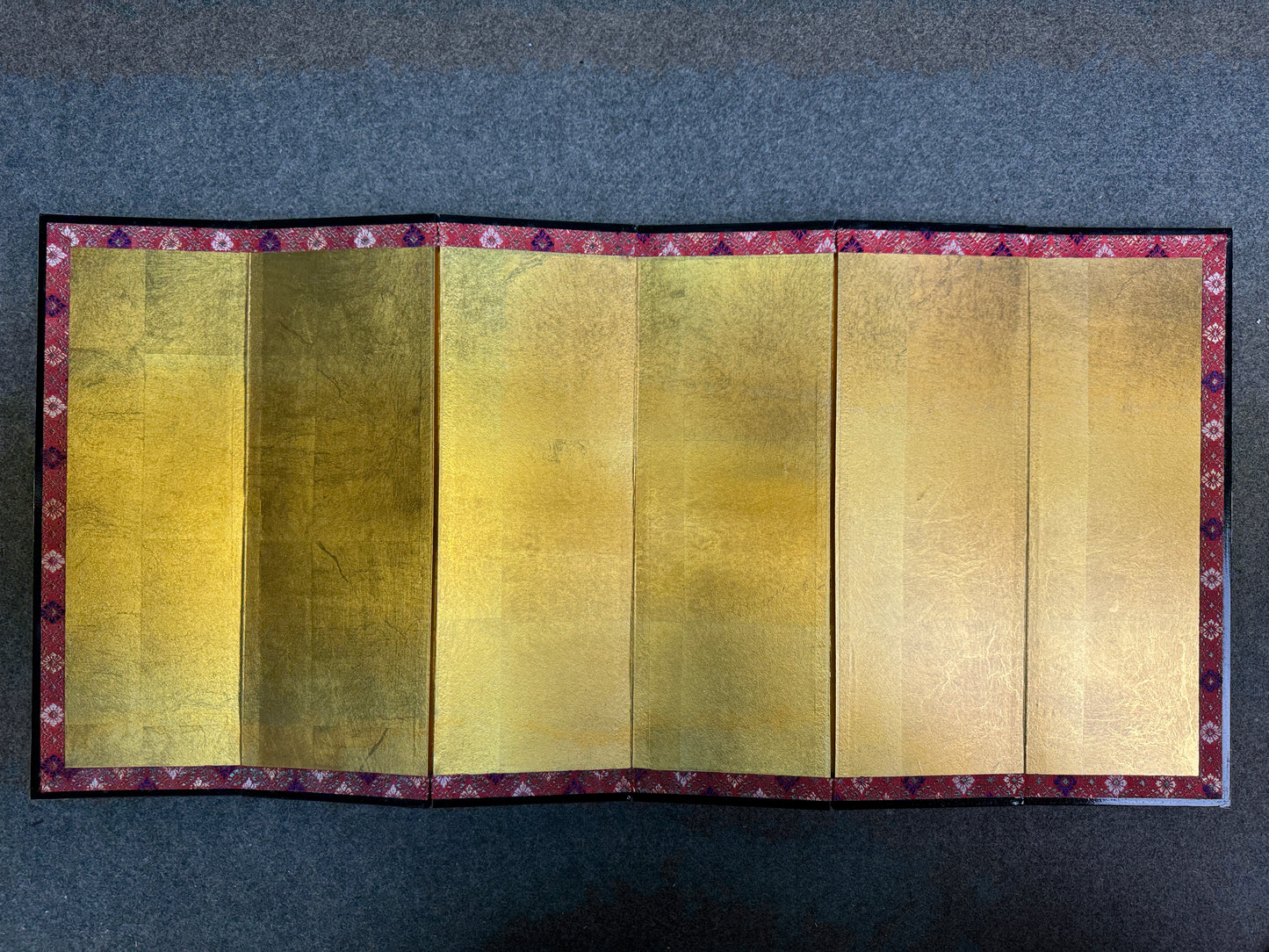 Y9951 HINA DOLL small gold Folding screen pair box Japan antique interior decor