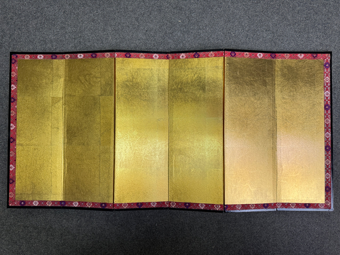 Y9951 HINA DOLL small gold Folding screen pair box Japan antique interior decor