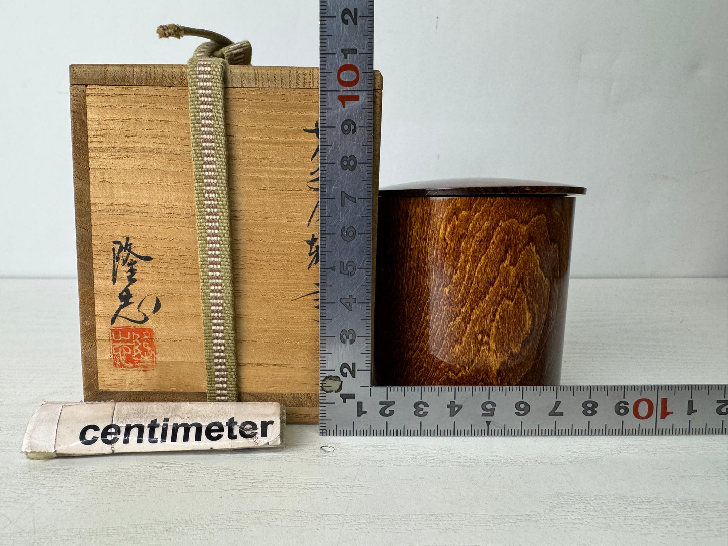 Y9966 TEA CADDY wooden Natsume signed box Japan antique matcha container case