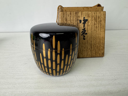 Y9967 TEA CADDY Makie Natsume signed box Japan antique matcha container case
