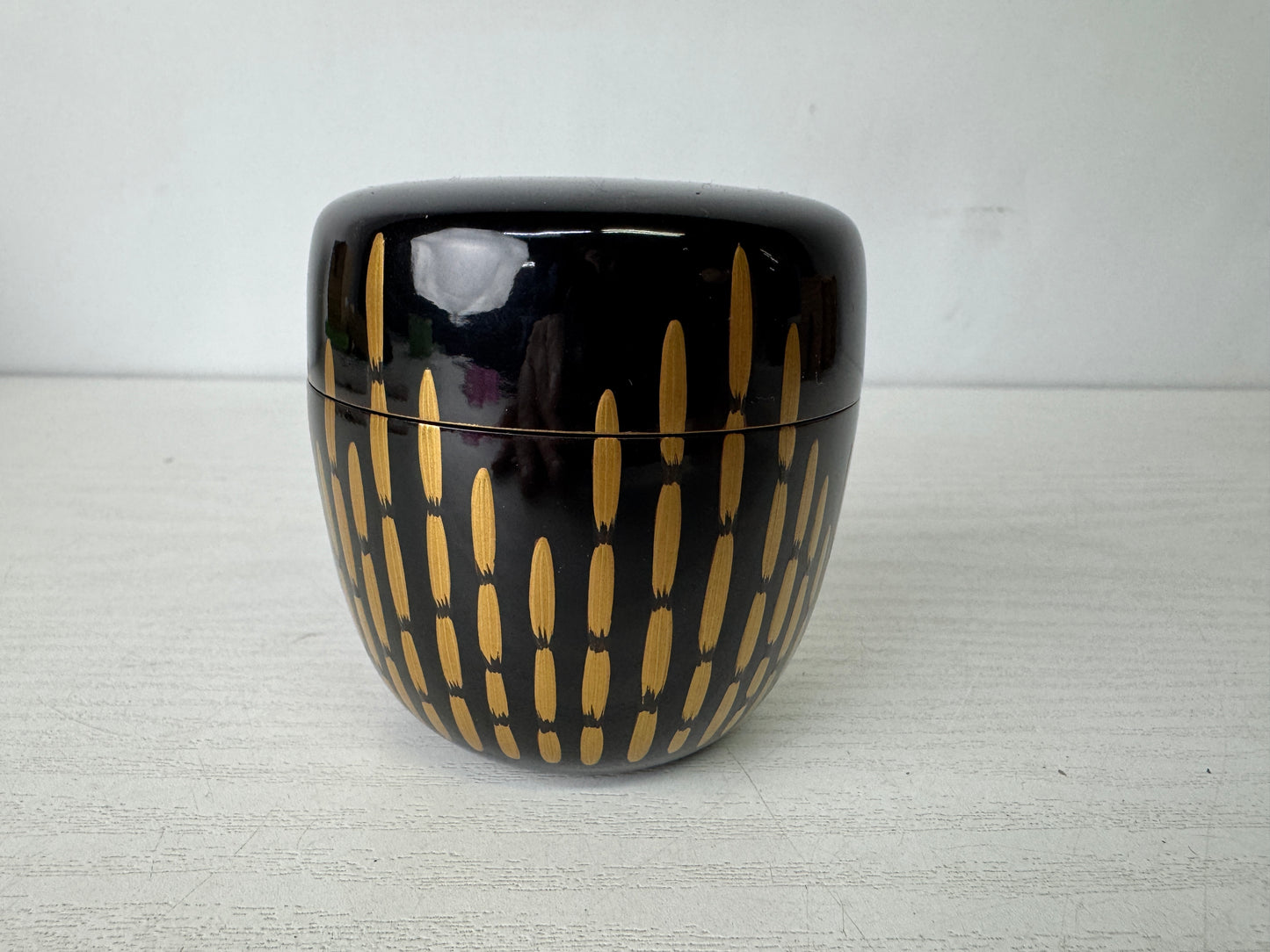 Y9967 TEA CADDY Makie Natsume signed box Japan antique matcha container case