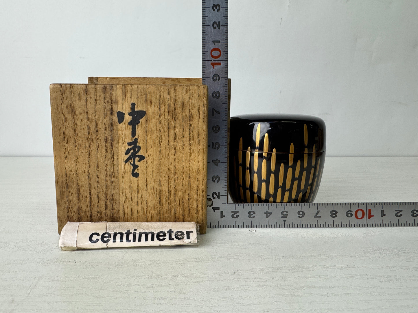 Y9967 TEA CADDY Makie Natsume signed box Japan antique matcha container case