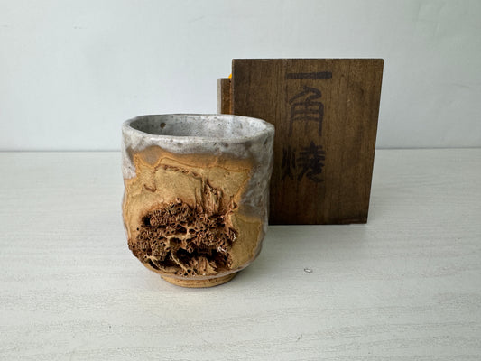 Y9970 YUNOMI Ikkaku-ware teacup signed box Japan antique sencha cup tableware