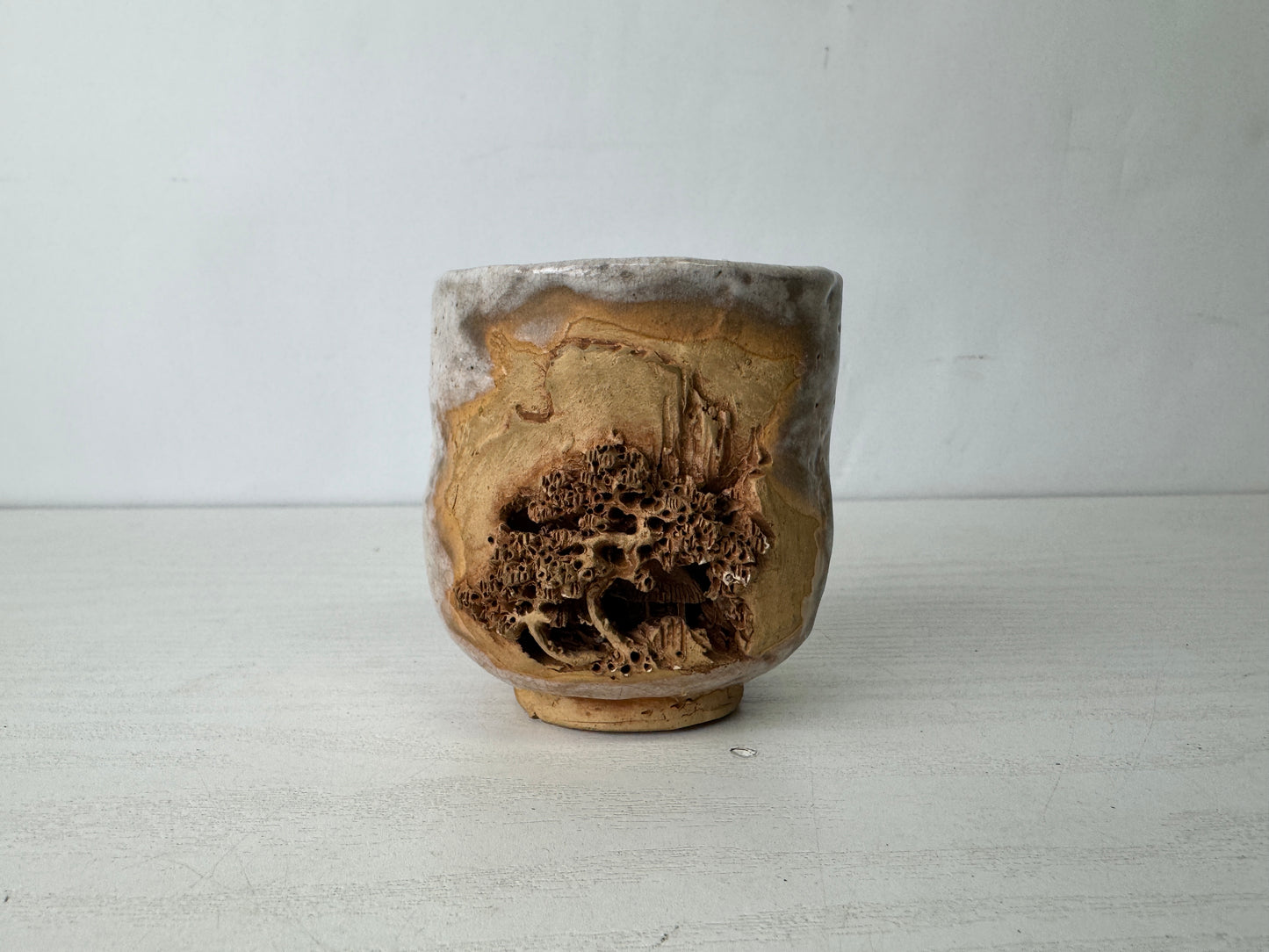 Y9970 YUNOMI Ikkaku-ware teacup signed box Japan antique sencha cup tableware