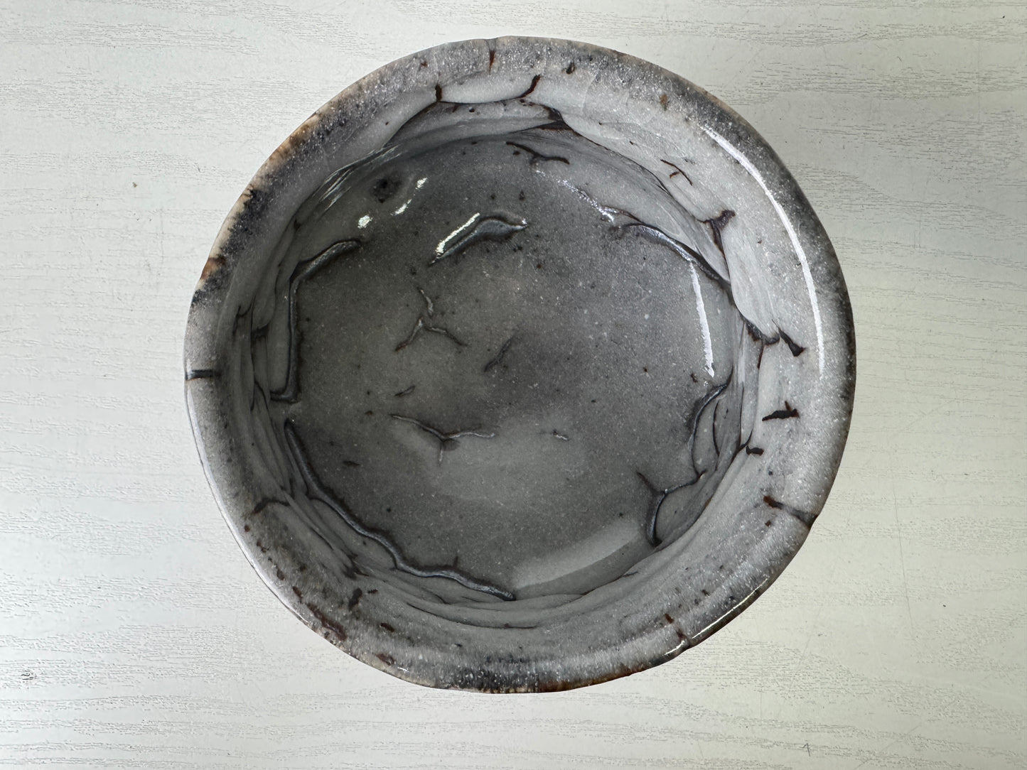 Y9971 CHAWAN Shino-ware bowl signed box Japan antique tea ceremony pottery cup