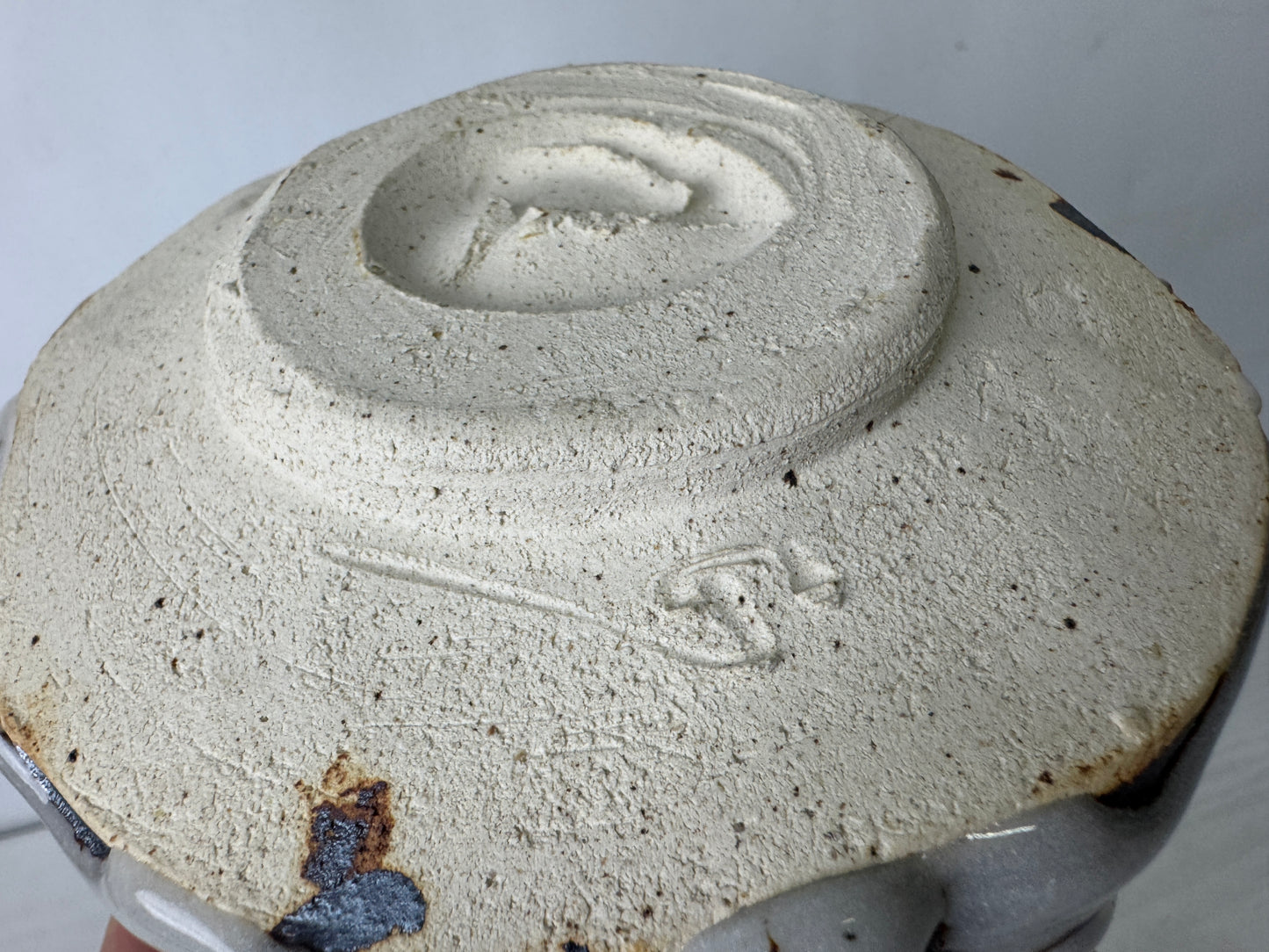 Y9971 CHAWAN Shino-ware bowl signed box Japan antique tea ceremony pottery cup