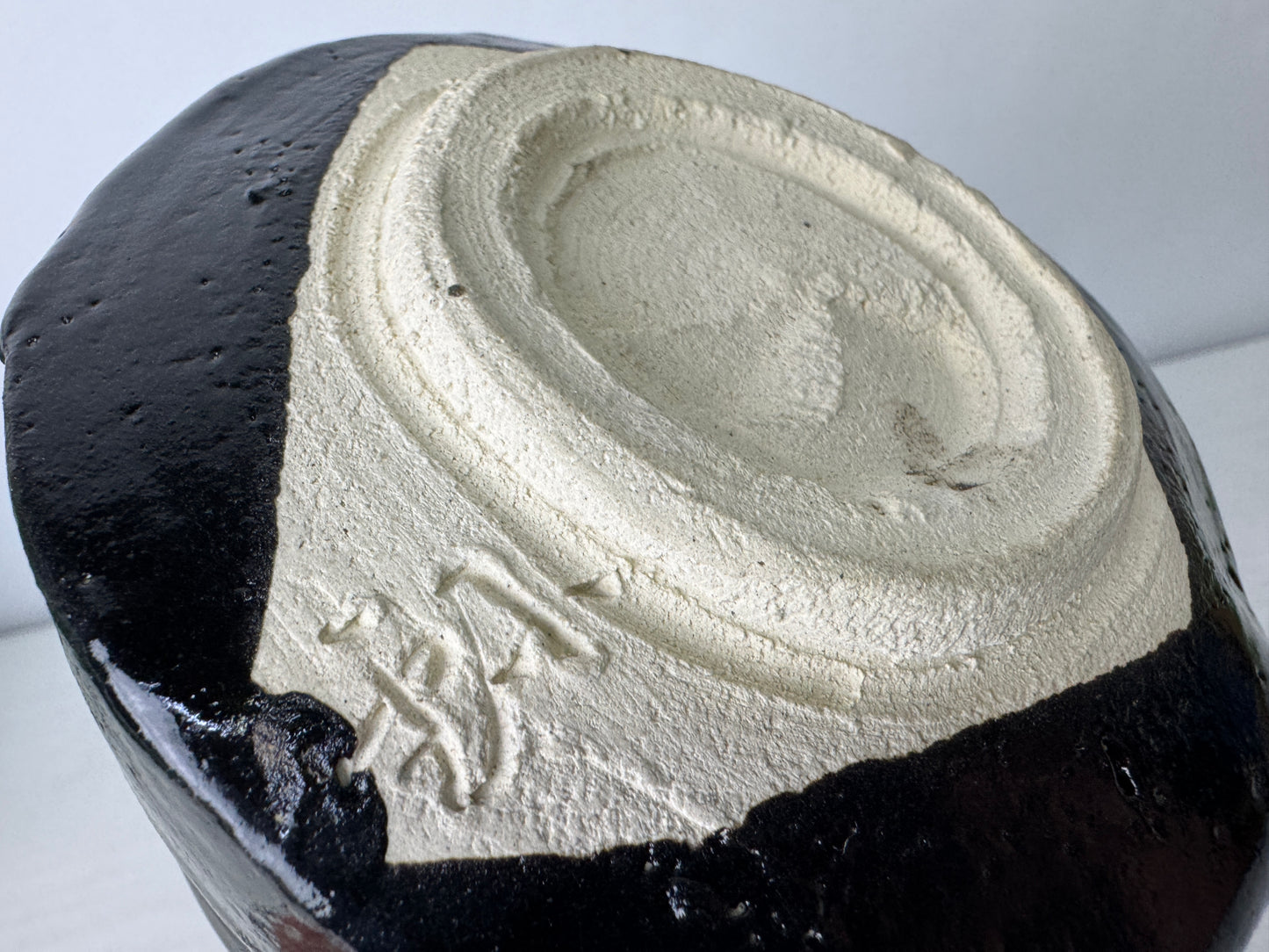 Y9972 CHAWAN Seto-ware Seto-guro bowl signed box Japan antique tea ceremony cup