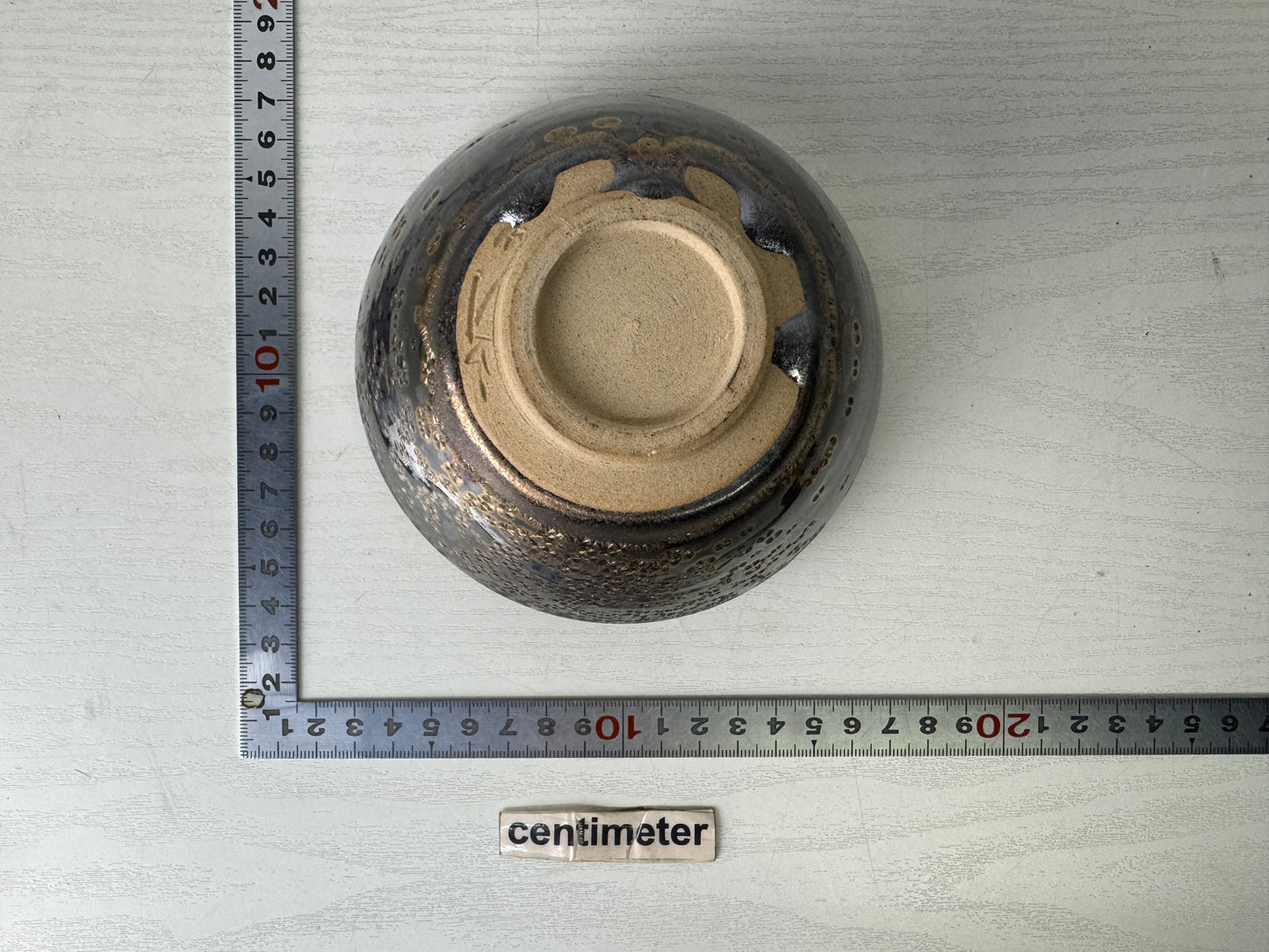 Y9974 CHAWAN Tenmoku bowl Crystal pattern signed box Japan antique tea ceremony