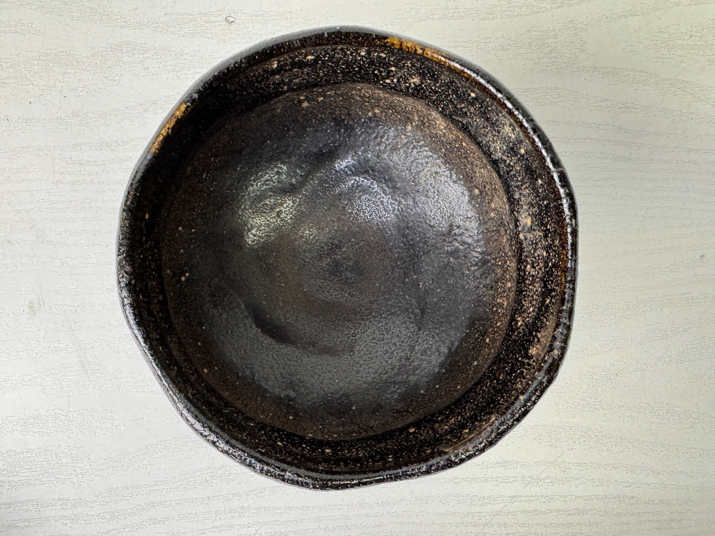 Y9975 CHAWAN Raku-ware black bowl signed box Ryonyu Japan antique tea ceremony