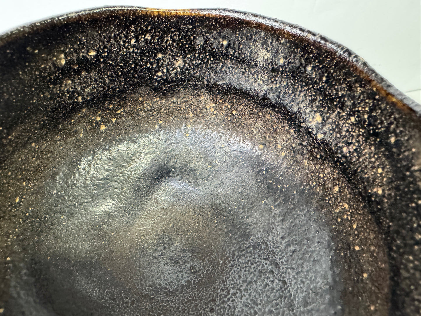 Y9975 CHAWAN Raku-ware black bowl signed box Ryonyu Japan antique tea ceremony