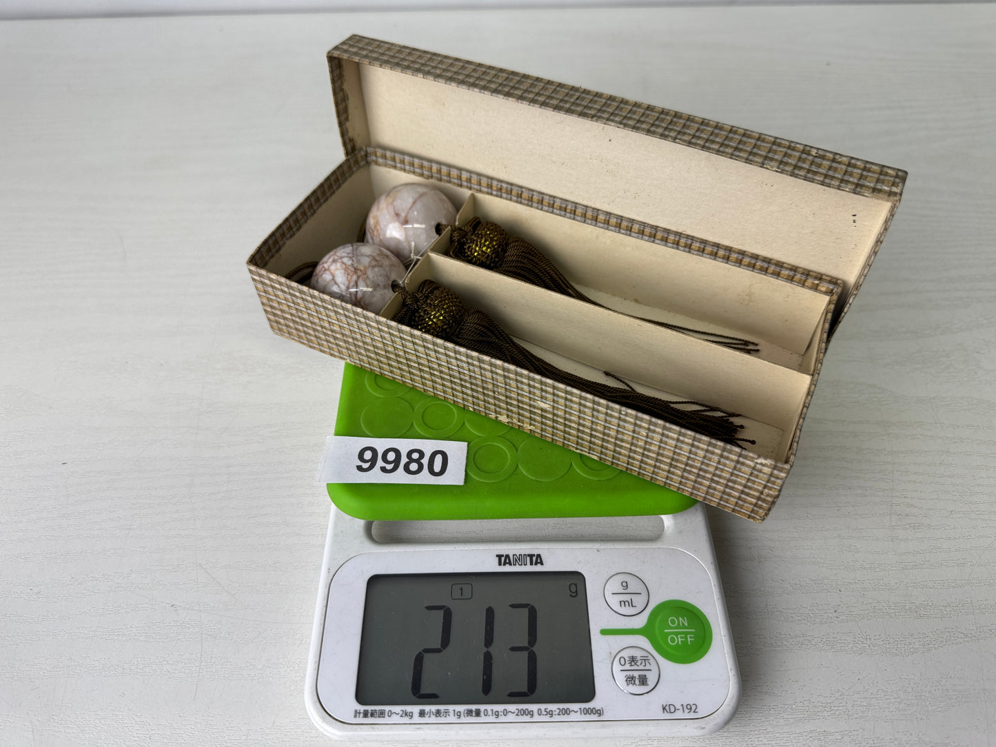 Y9980 FUCHIN Round ball box Japan antique kakejiku Hanging Scroll Weight decor