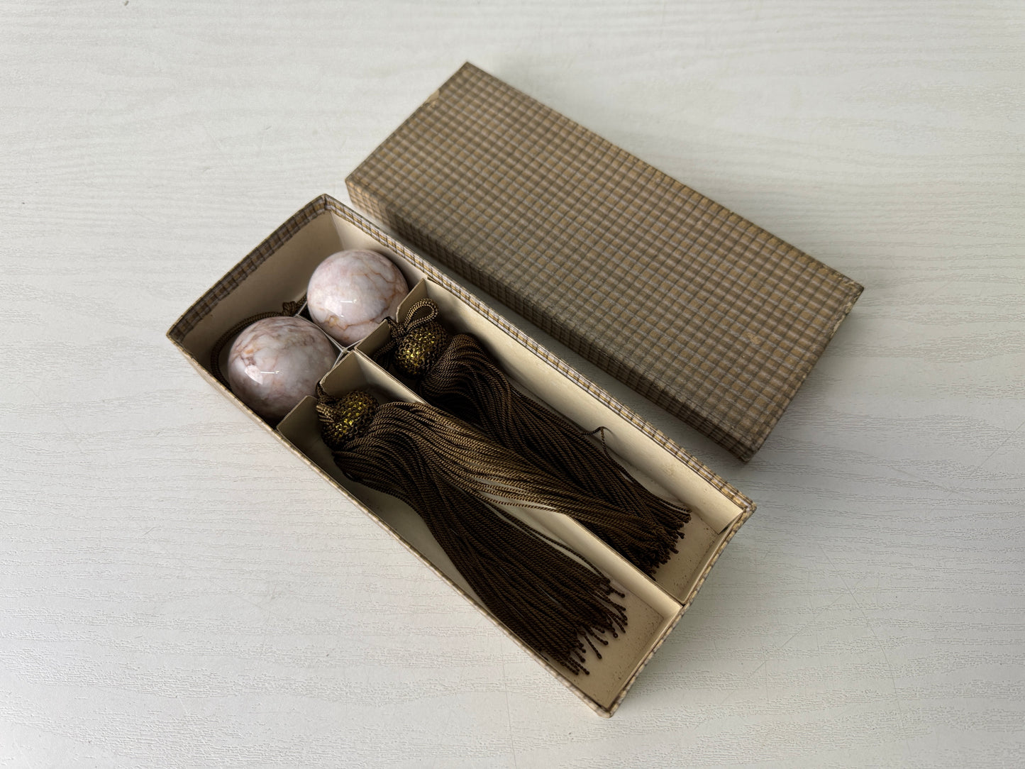 Y9980 FUCHIN Round ball box Japan antique kakejiku Hanging Scroll Weight decor