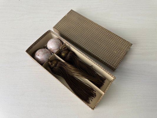 Y9980 FUCHIN Round ball box Japan antique kakejiku Hanging Scroll Weight decor