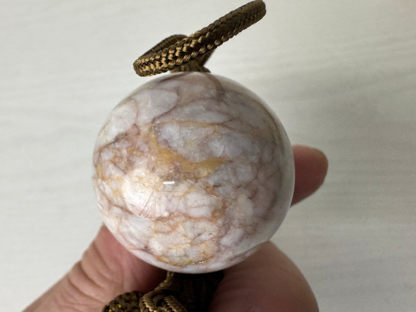 Y9980 FUCHIN Round ball box Japan antique kakejiku Hanging Scroll Weight decor