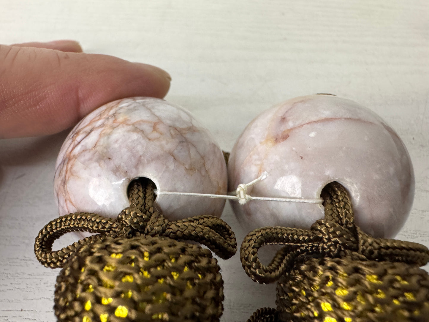 Y9980 FUCHIN Round ball box Japan antique kakejiku Hanging Scroll Weight decor