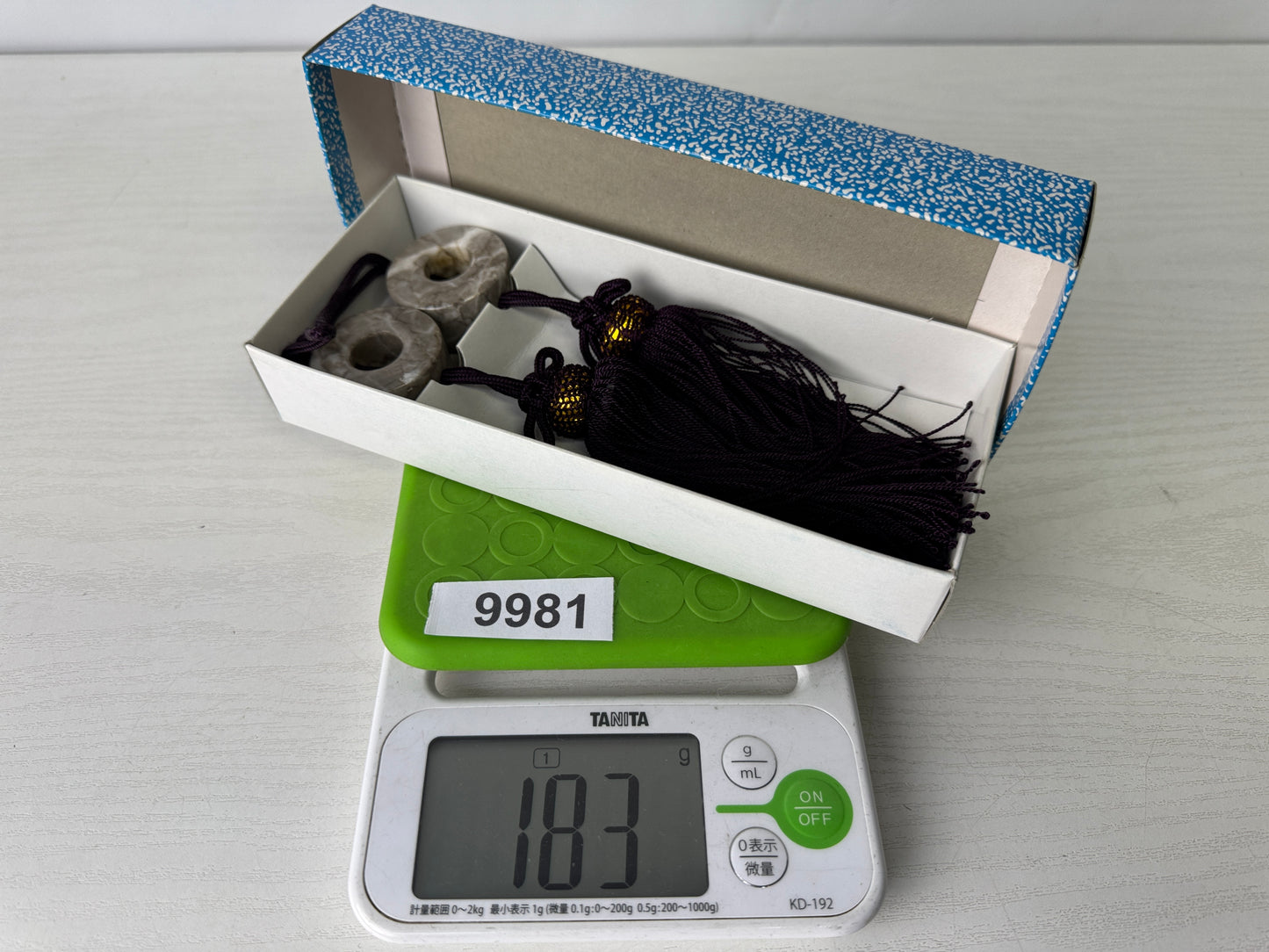 Y9981 FUCHIN Donut-shaped box Japan antique kakejiku Hanging Scroll Weight decor