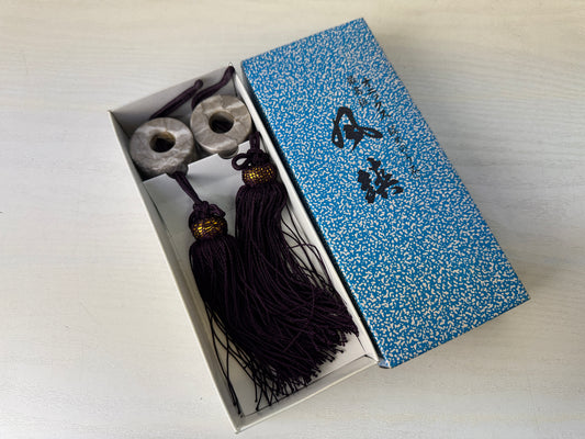 Y9981 FUCHIN Donut-shaped box Japan antique kakejiku Hanging Scroll Weight decor