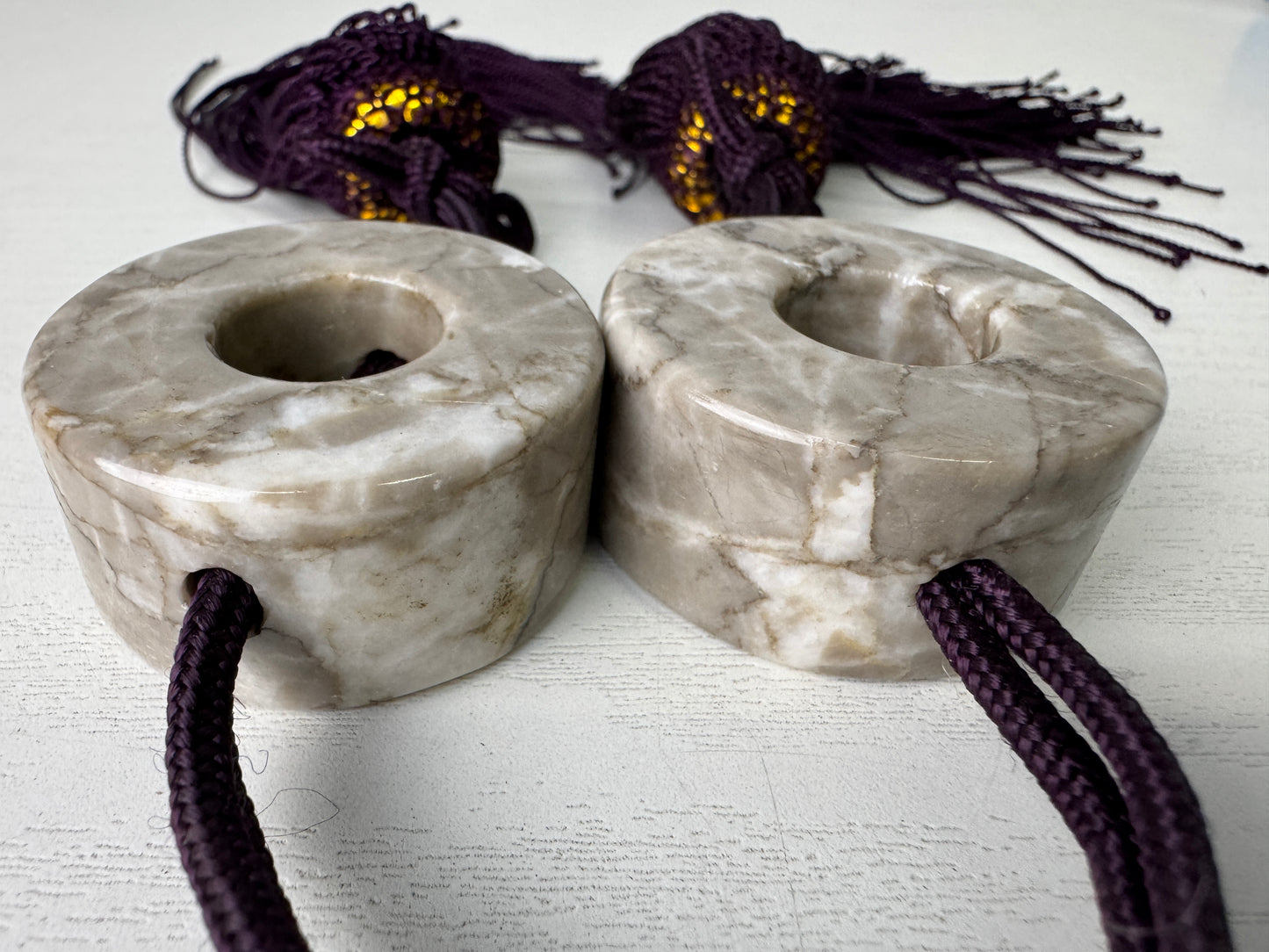 Y9981 FUCHIN Donut-shaped box Japan antique kakejiku Hanging Scroll Weight decor