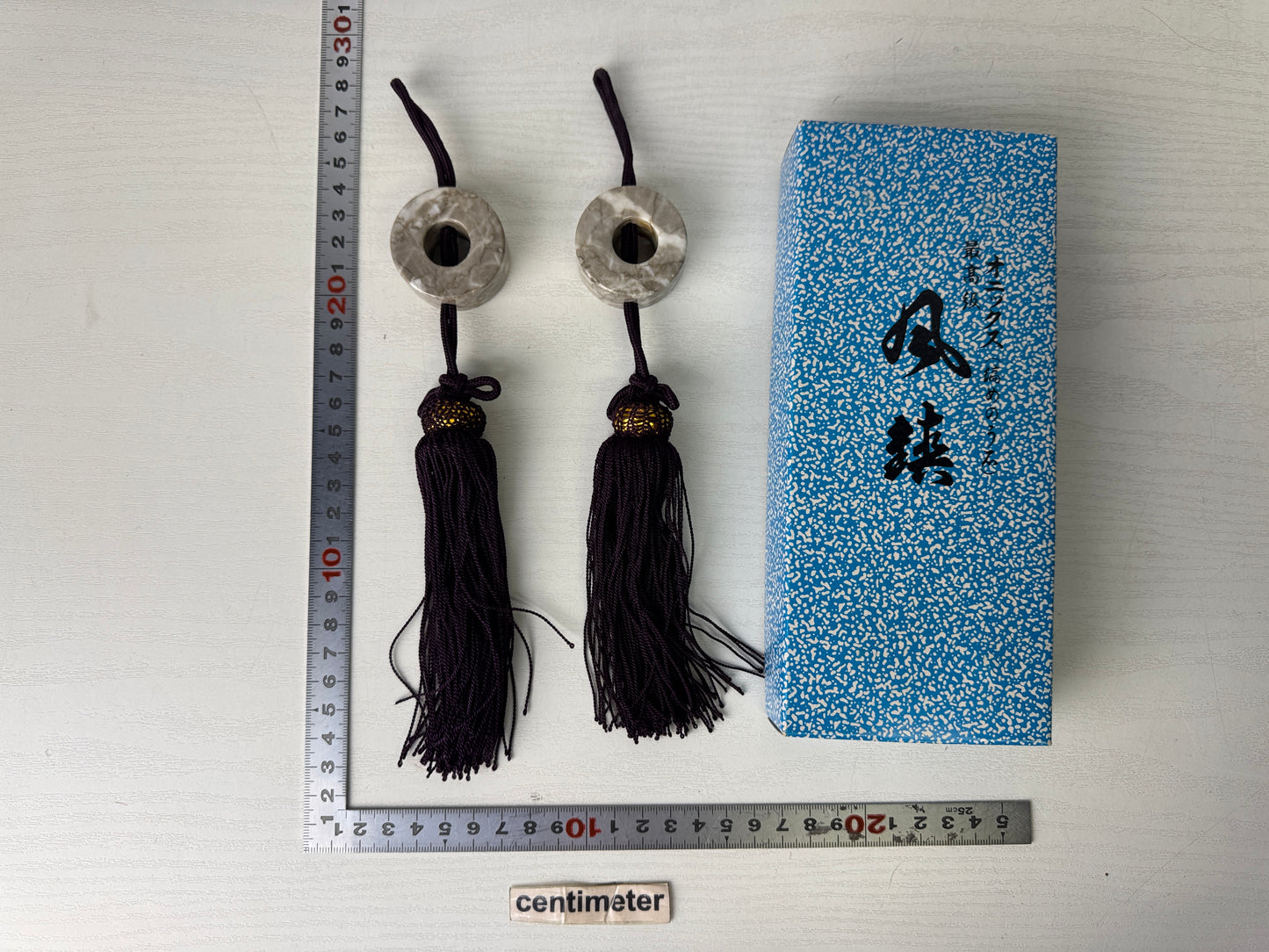 Y9981 FUCHIN Donut-shaped box Japan antique kakejiku Hanging Scroll Weight decor