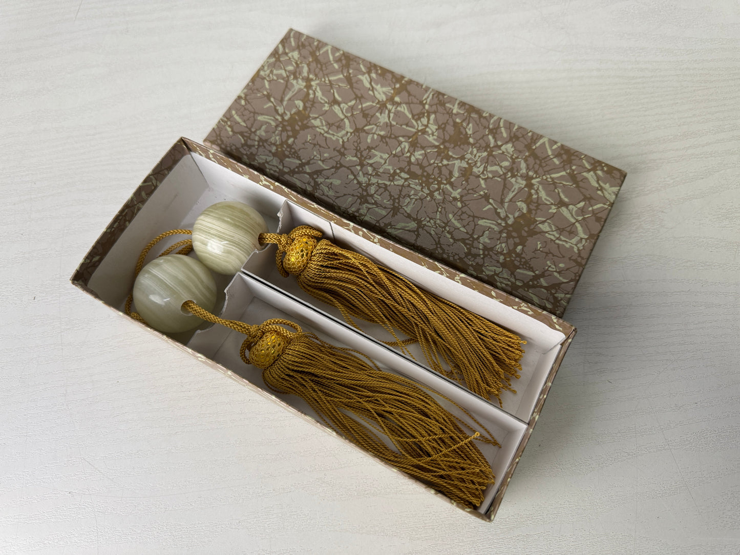 Y9982 FUCHIN Onyx round ball box Japan antique kakejiku Hanging Scroll Weight