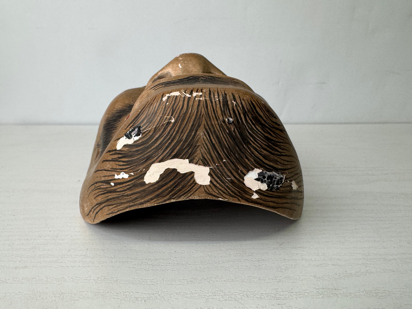 Y9984 NOH MASK wood carving Ootobide signed Japan antique omen dance drama men