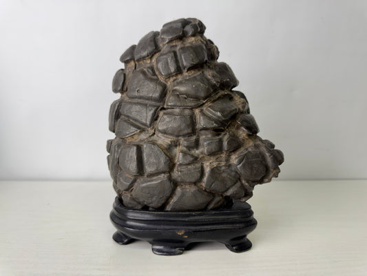 Y9989 OKIMONO Septarium wooden stand Suiseki viewing stone Japan antique decor