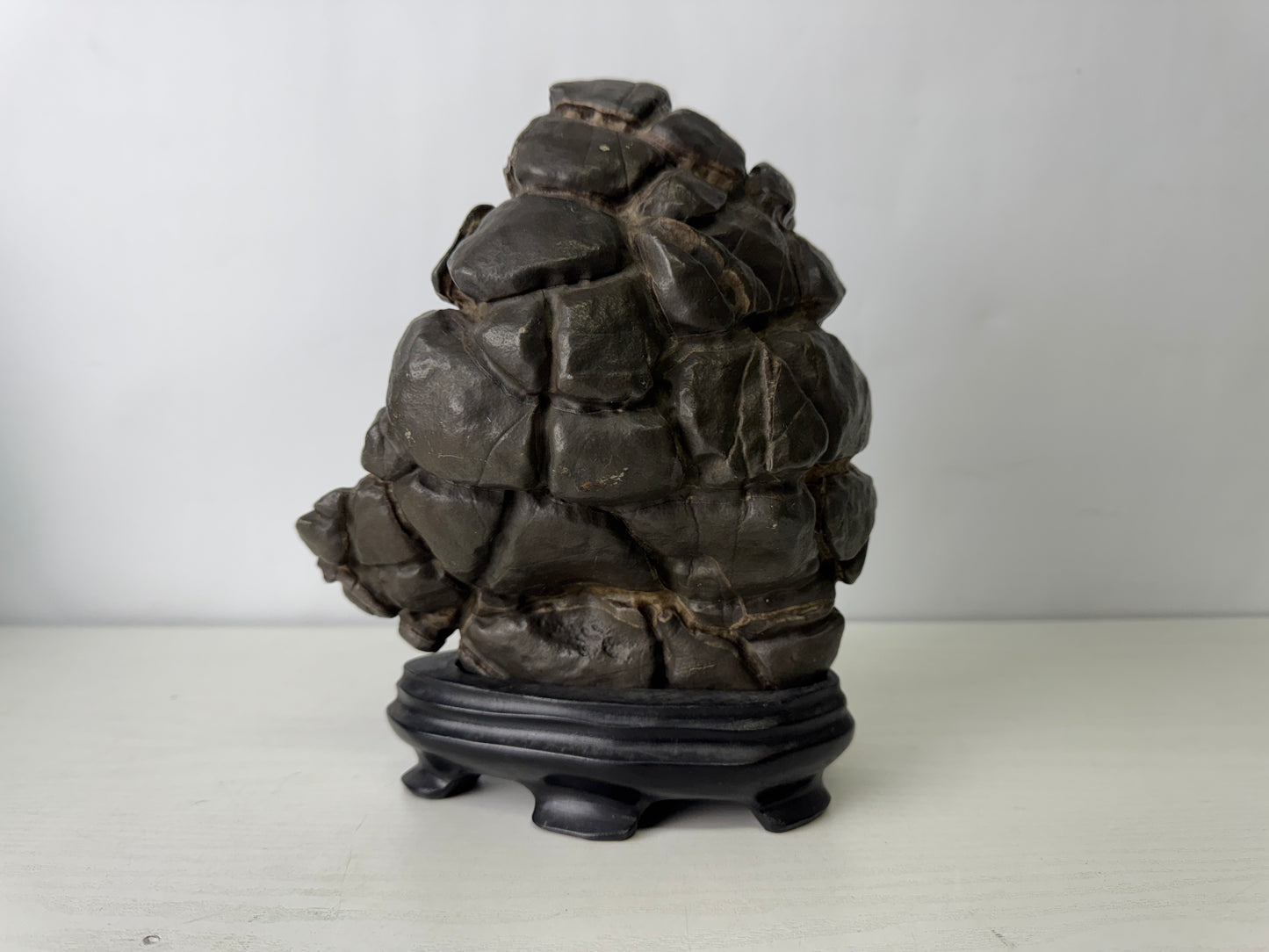 Y9989 OKIMONO Septarium wooden stand Suiseki viewing stone Japan antique decor