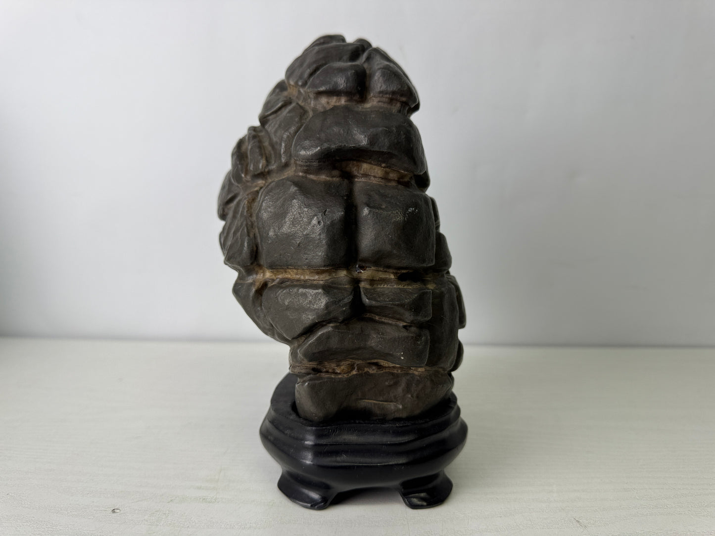 Y9989 OKIMONO Septarium wooden stand Suiseki viewing stone Japan antique decor