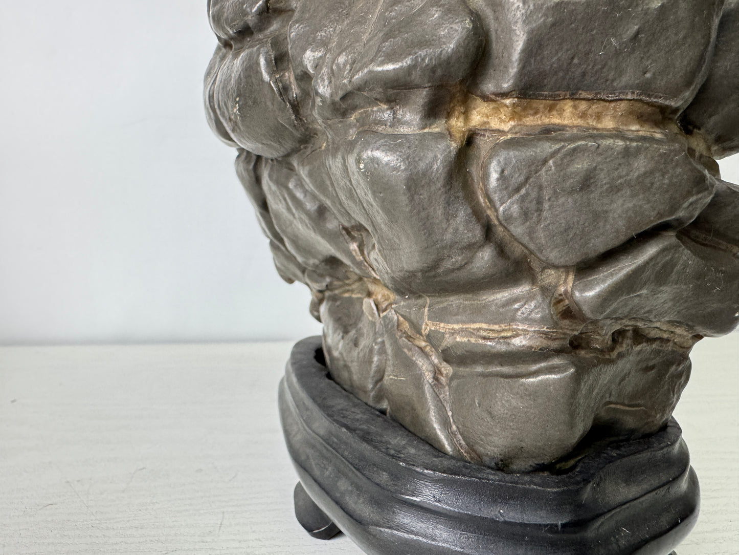 Y9989 OKIMONO Septarium wooden stand Suiseki viewing stone Japan antique decor