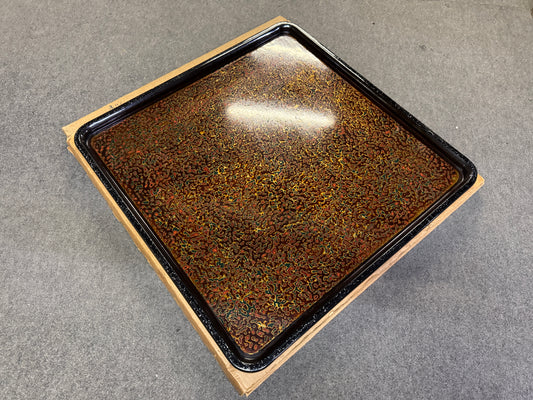 Y9990 FLOWER STAND Wakasa lacquer large mat tray Japan antique ikebana interior