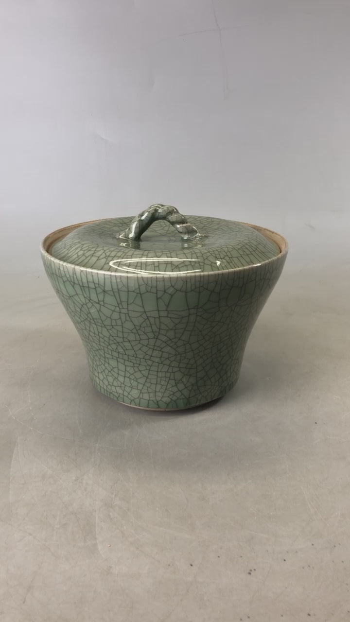 Y6814 [VIDEO] MIZUSASHI Souma-ware water pot signed box