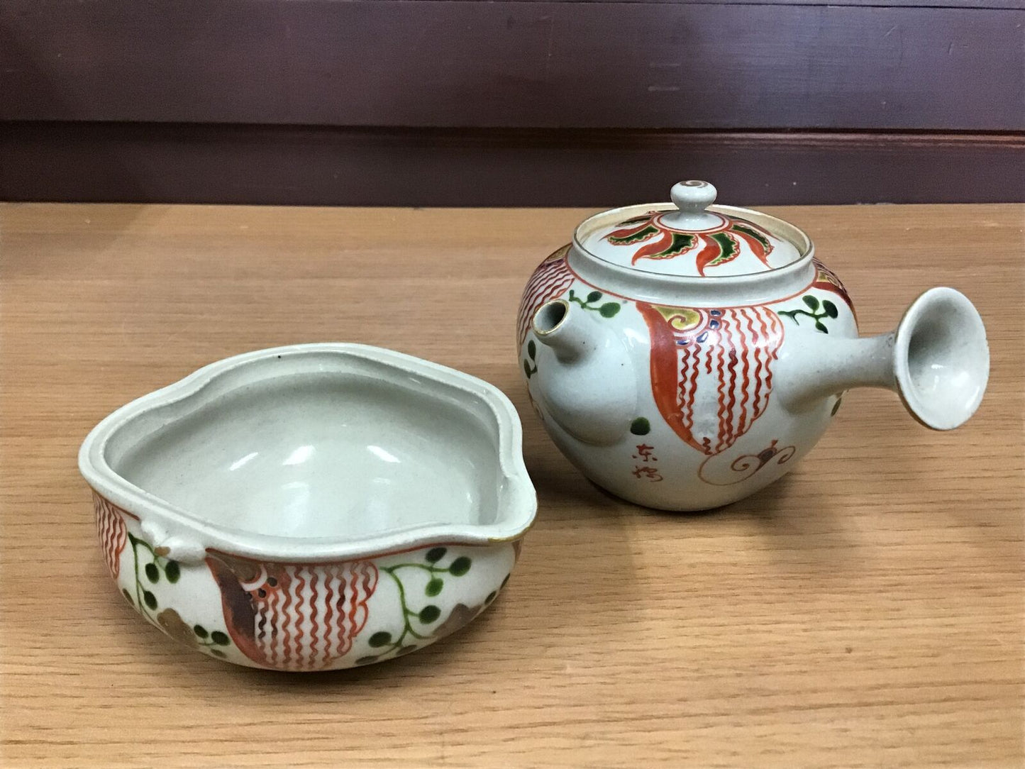 Y1063 TEA POT Banko-ware tea set signed box Japanese Tea Ceremony antique teapot