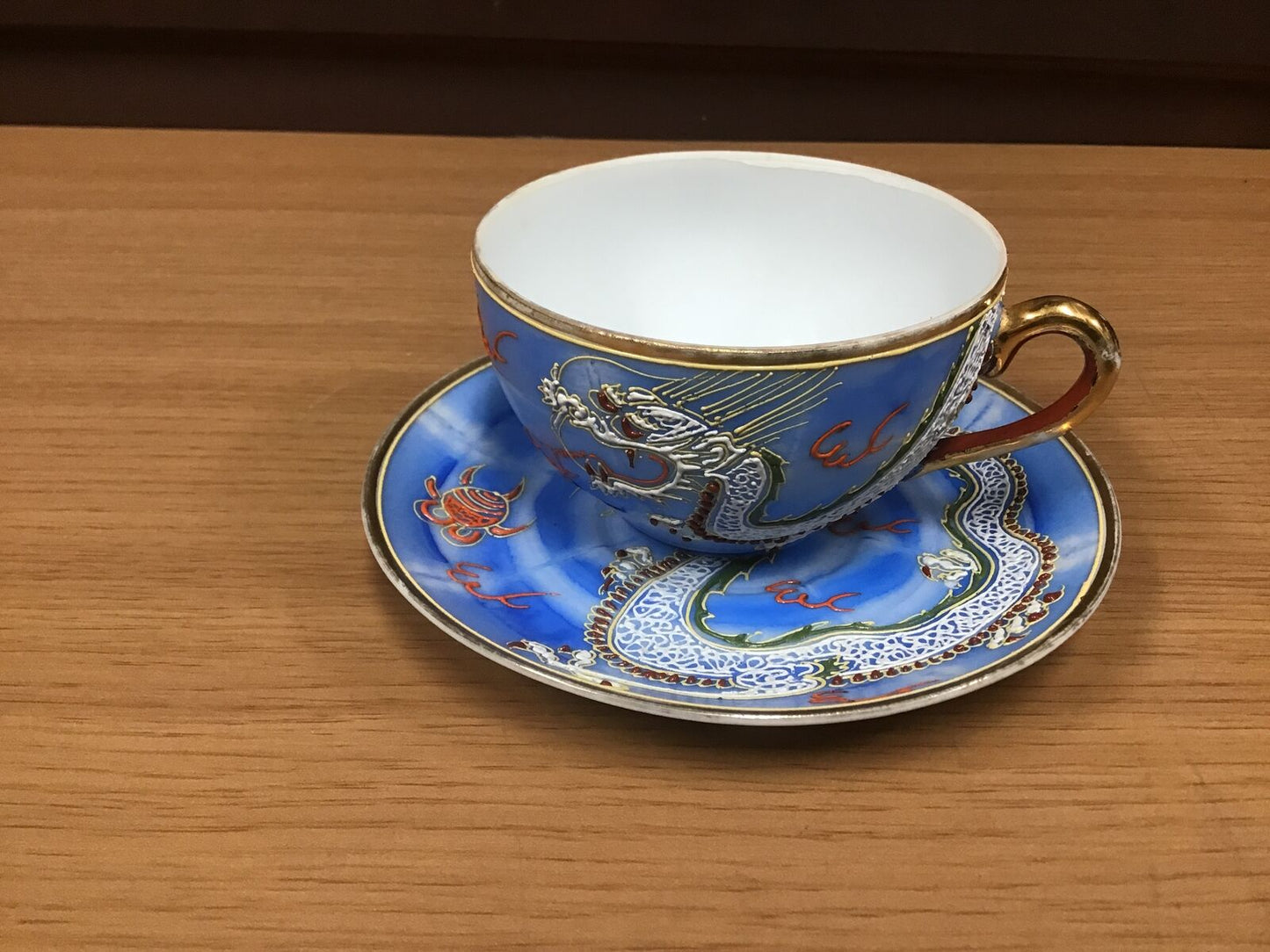 Y0890 CUP SAUCER coffee Occupied Japan Dragon Japanese antique vintage