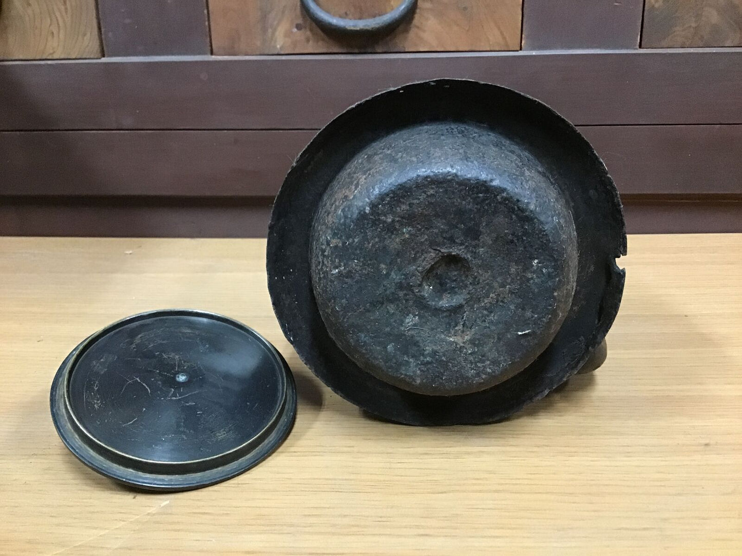 Y0430 TETSUBIN Kamashi tea pot maker Japanese Iron Tea Kettle Teapot antique