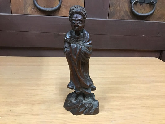 Y0486 STATUE Wood carving Buddhist Figure figurine Japanese vintage doll antique