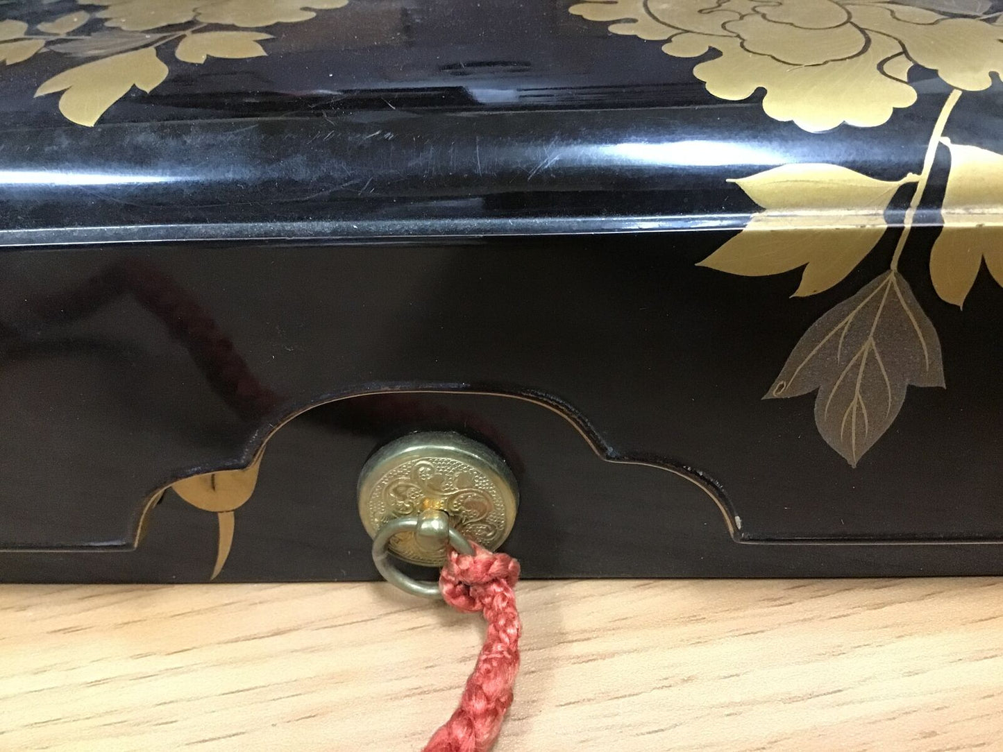 Y0422 BOX Gold Lacquer Letter storage Case Japanese antique Japan vintage