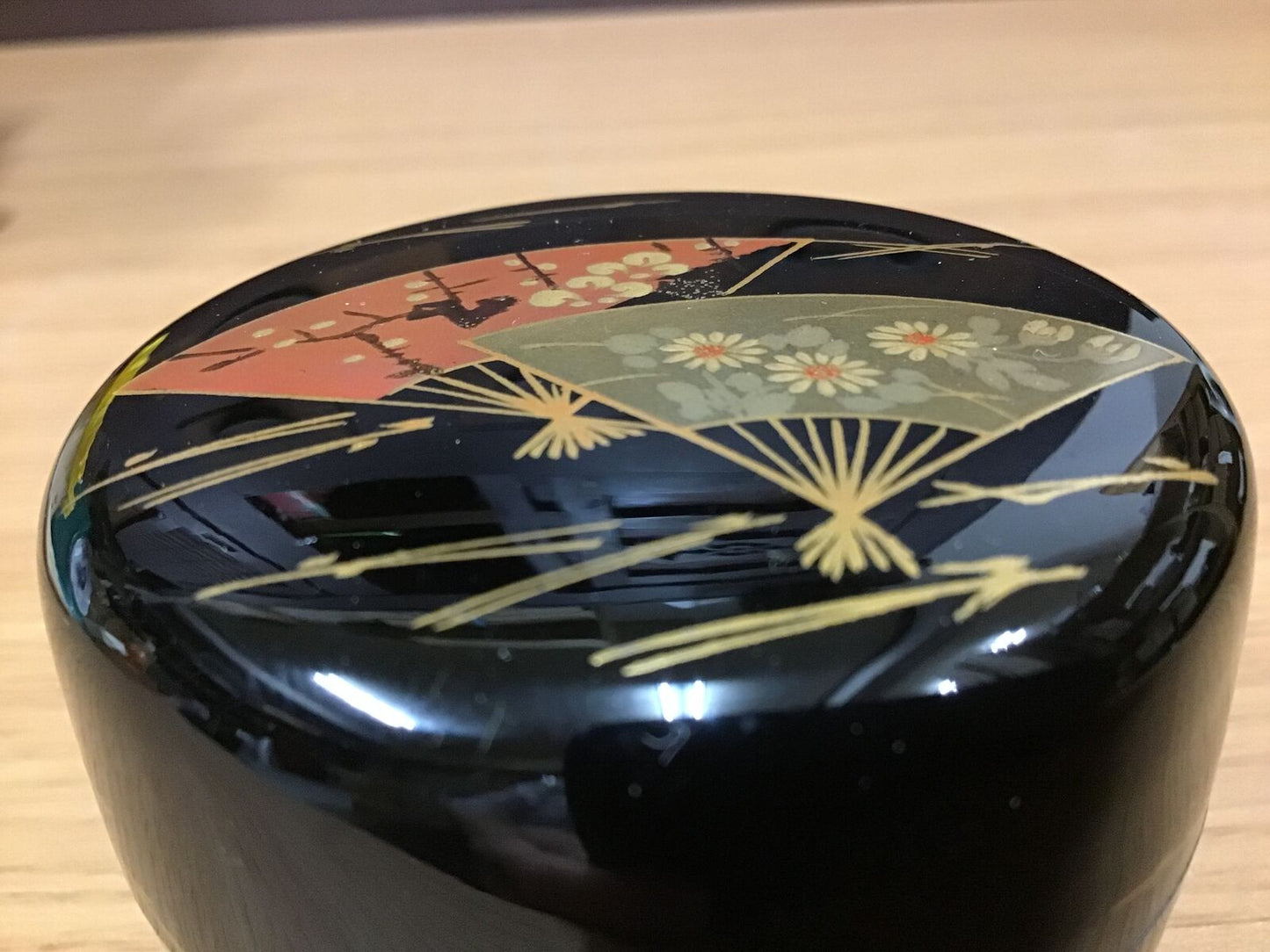 Y0246 NATUME Tea Caddy Urushi Makie Japanese Tea Ceremony bowl japan antique