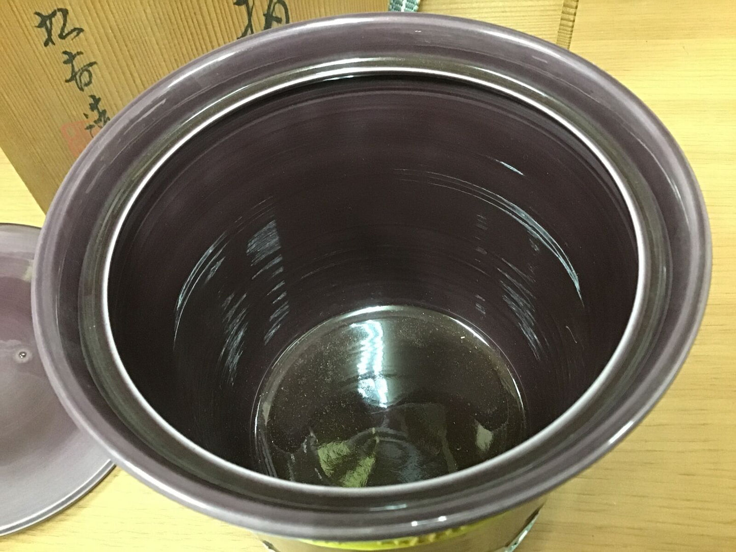 Y0766 MIZUSASHI Kouchi-ware signed box Chinese Tea Ceremony water pot