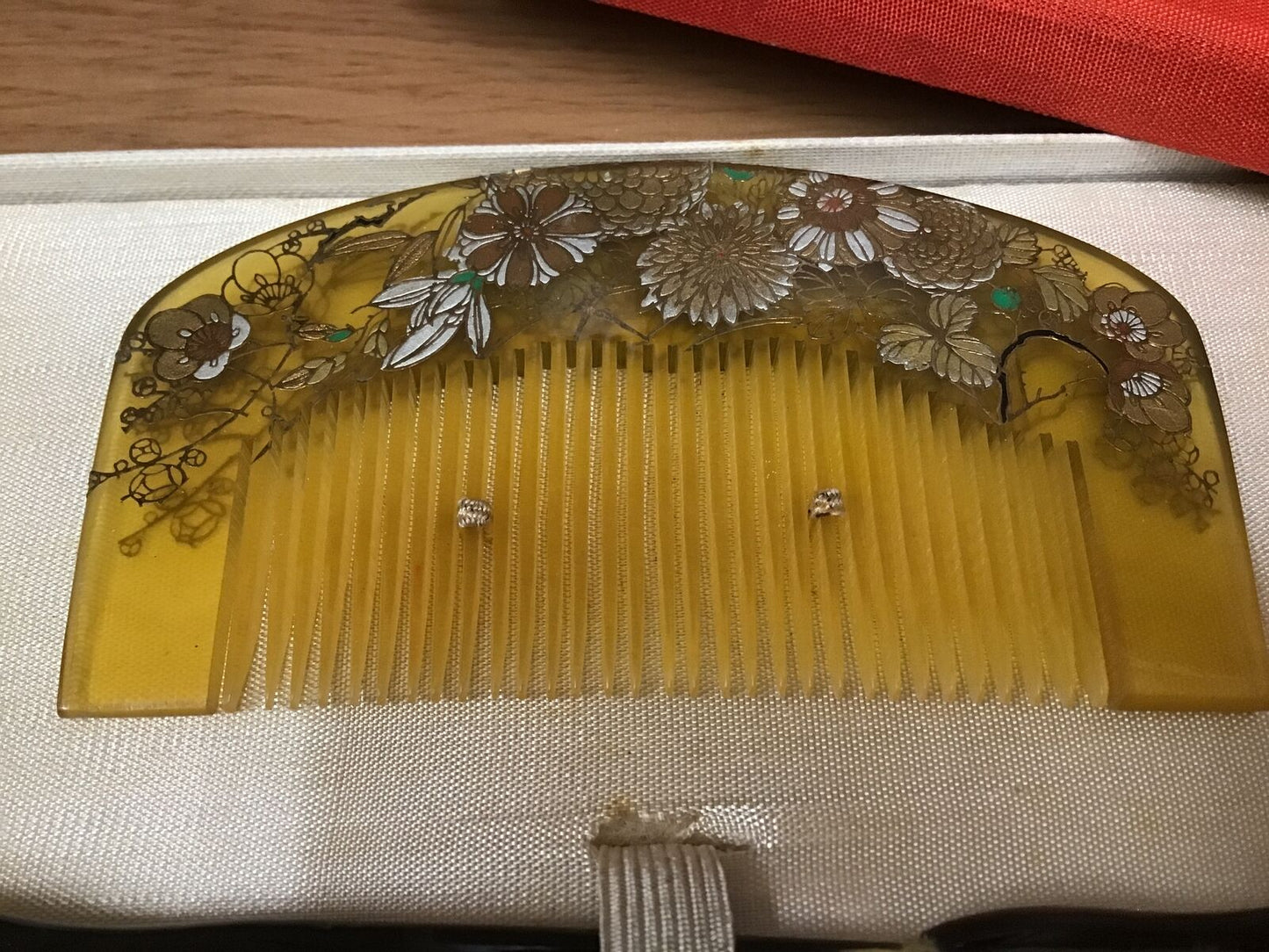 Y0537 KANZASHI Hair Stick Comb Hairpin Set Gold Lacqure Japan kimono accessory