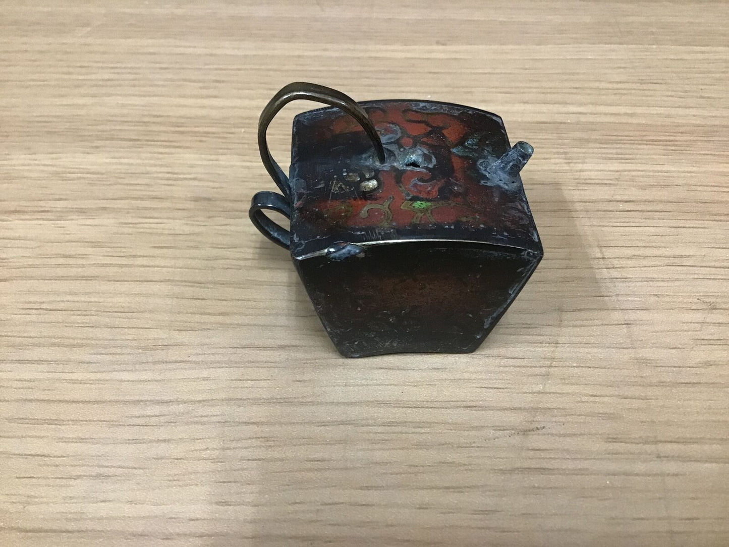 Y0857 SUITEKI Copper stationery suzuri water pot handle Japanese antique vintage
