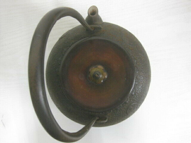 Y0041 TETSUBIN Old coin pattern Iron Tea Kettle Teapot Japan antique